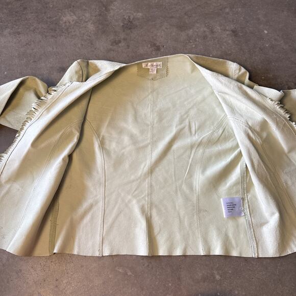 Vintage 90s J. Marco Genuine Leather Suede Green Pistachio Sport Jacket M Fringe - Picture 13 of 15